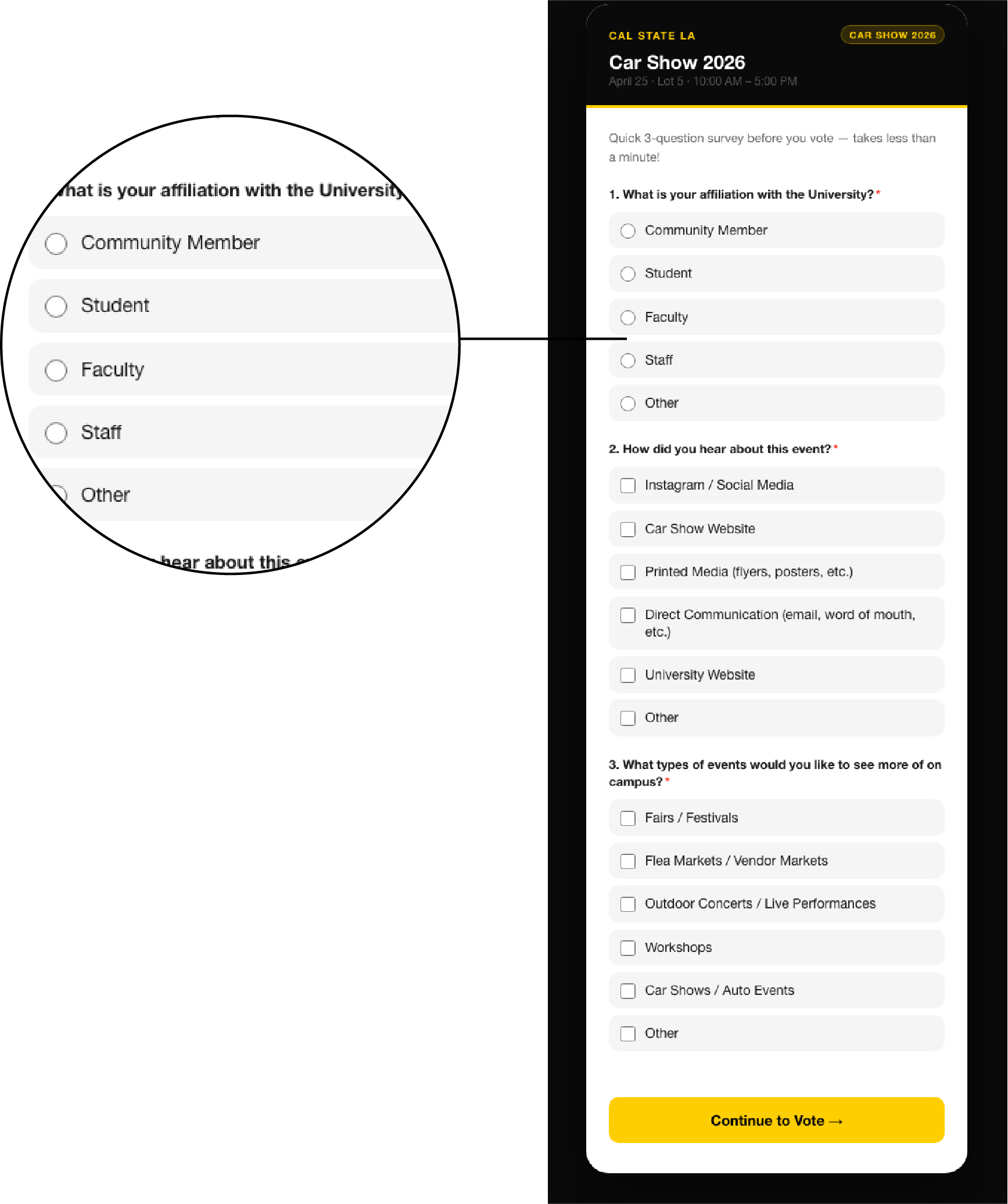 Mobile survey interface