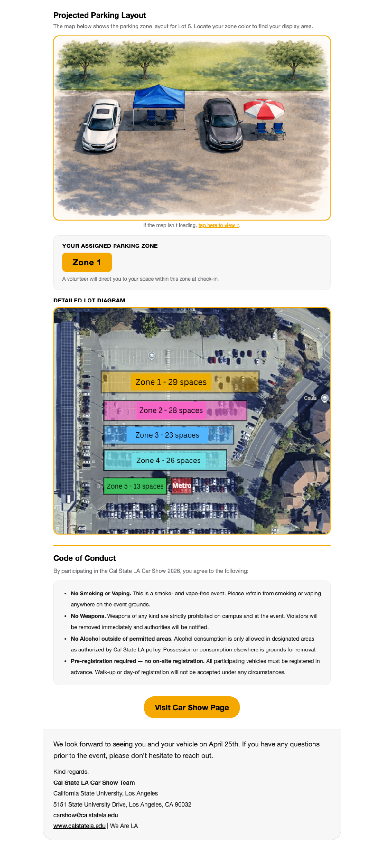 Parking lot zone layout diagram